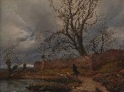 Karl Julius von Leypold Wanderer im Sturm painting